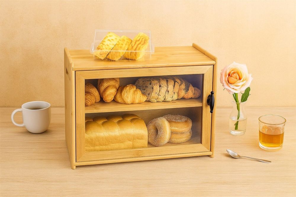 CHLEBAK bambusowy na chleb i bułki 37x29x20cm drewno