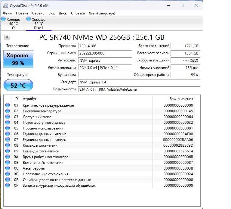 SSD NVME m2 256gb SK Hynix BC511 WD SN740 NVMe