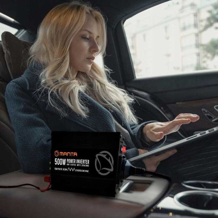 Inwerter napięcia samochodowy 500W 1000W 12V 24V z USB i latarką NOWA
