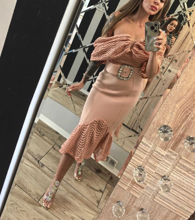 Asos piękna ołówkowa hiszpanka midi kryształowy pas 36 S impreza wesele sylwester lato