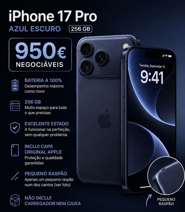 Vendo iPhone 17 Pro Azul Escuro
