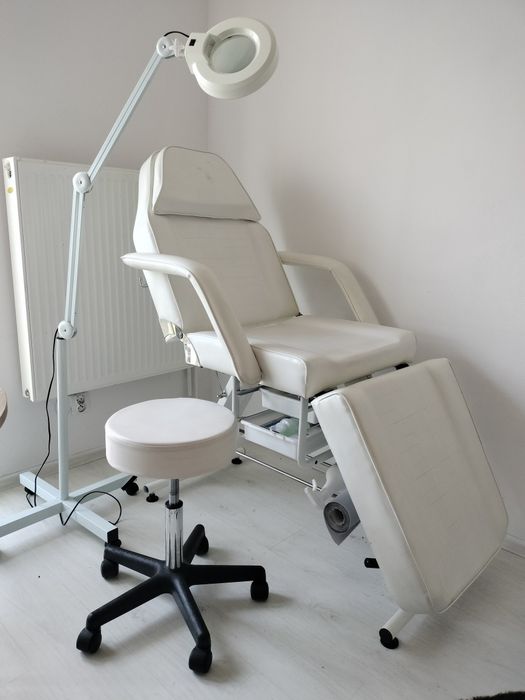 Fotel kosmetyczny + lampa kosmetyczna + krzesło obrotowe zestaw