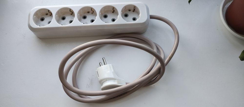 кабель переноска подовжувач 3×0.75mm² якісний 5 розеток