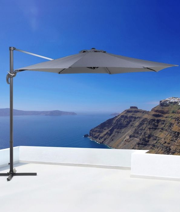 Parasol ogrodowy 300cm z podstawą - szary