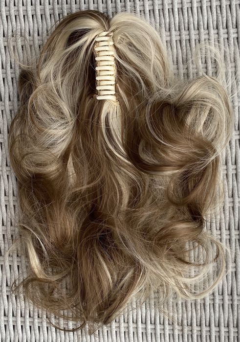 Premium Ultra włosy doczepiane, brąz z blondem, kucyk 34 cm 514.