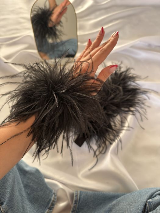 Bransoletki z piór do mankietów marynarki koszuli pióra strusie piórka