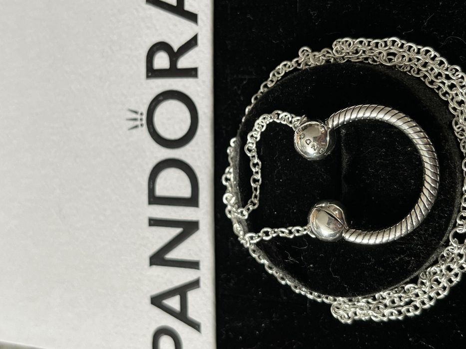 Pandora naszyjnik srebrny pół koło do charms srebro 925 łańcuszek
