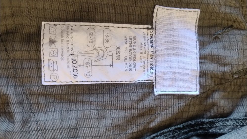Mundur polowy letni wzór 123, XS 166-170cm +ocieplacz