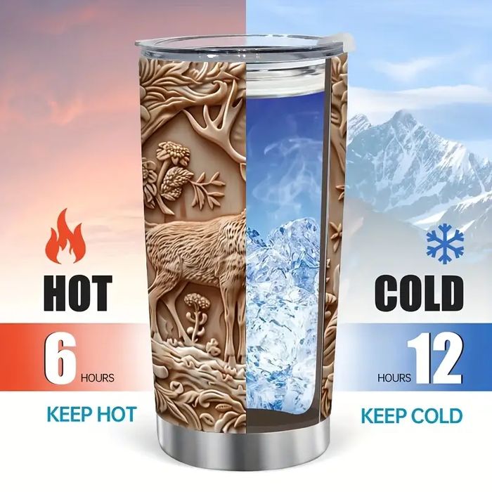 DEMANKE Kubek termiczny do Kawy ze Stali Nierdzewnej  600ml 0,6l