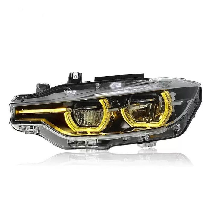 Фари F30 / F31 2013-2018 Full Led передня оптика Ангельські очі Жовті/Білі глазки