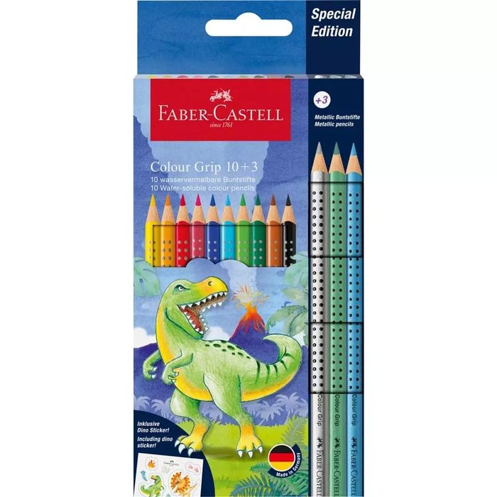 Kredki Grip 2001 Dinozaury 13 kol. FABER CASTELL. Faber Castell. Nowy Produkt