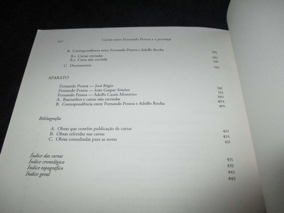 Livro Cartas entre Fernando Pessoa e os directores da Presença