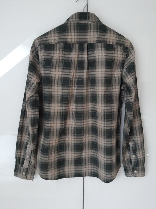 Nowa męska koszula w kratkę S Cropp casual beżowo zielona