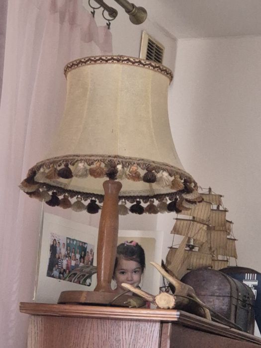 Lampa stołowa vintage retro z abazurem