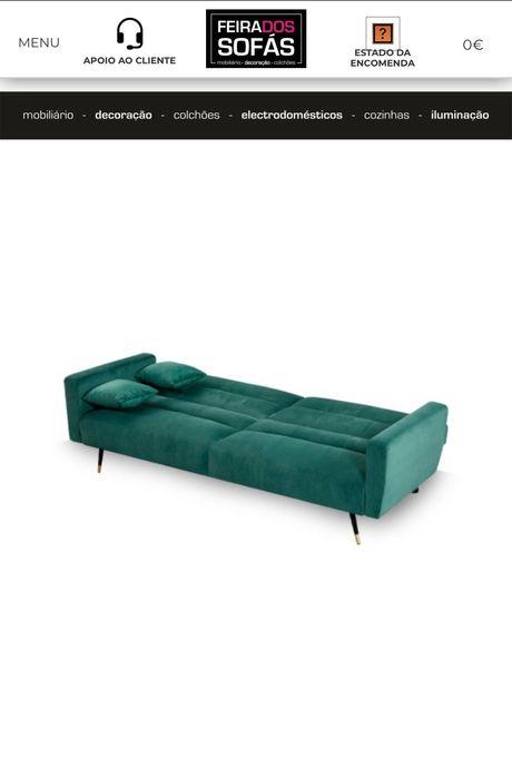 Sofá cama veludo verde feira dos sofás