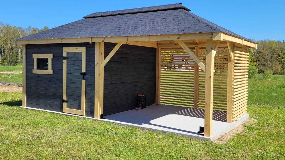 • • • • Domek z altaną 2w1 • • • • DANIEL 6x3 m producent DREWNOTRIK