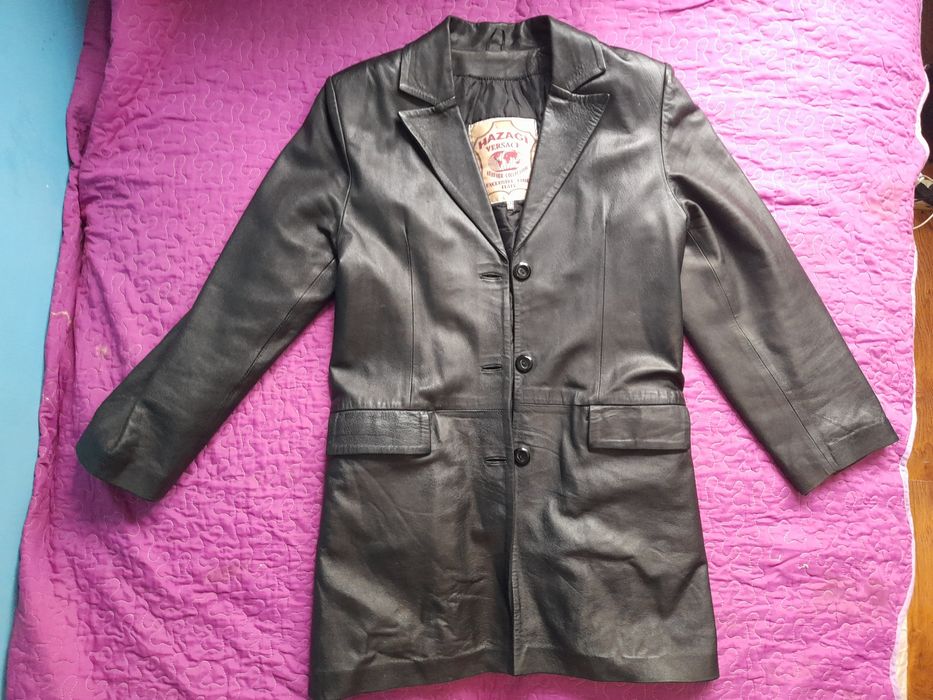Шкіряний піджак подовжений