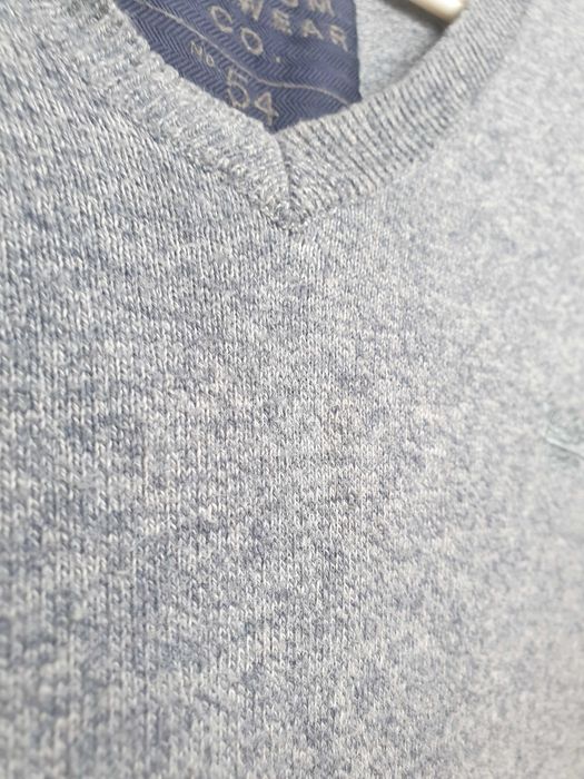 Niebieski szary sweter bawełniany kaszmir Superdry L