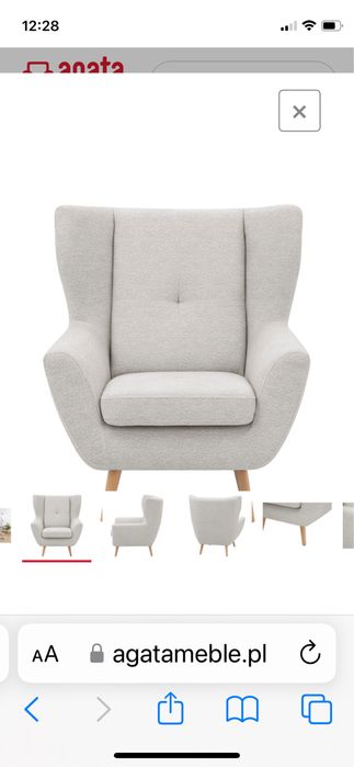 Fotel uszak Agata Meble Moren kremowy boucle