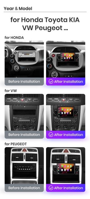 Rádio 1din 5 polegadas CARPLAY Android auto VW Peugeot Honda Kia NOVO