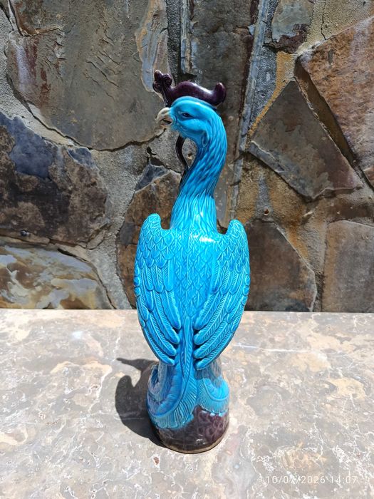 Phoenix Porcelana Chinesa República Azul Turquesa 37 cm