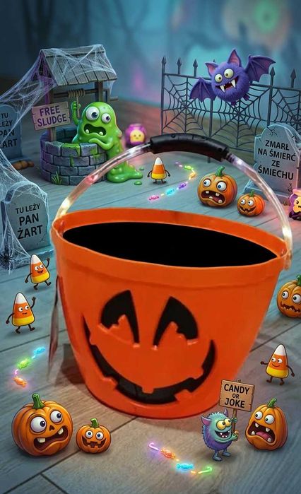 Halloween wiaderko LED , wzór dynia