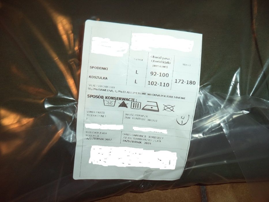 Bielizna letnia lub zimowa - spodenki, koszulka L