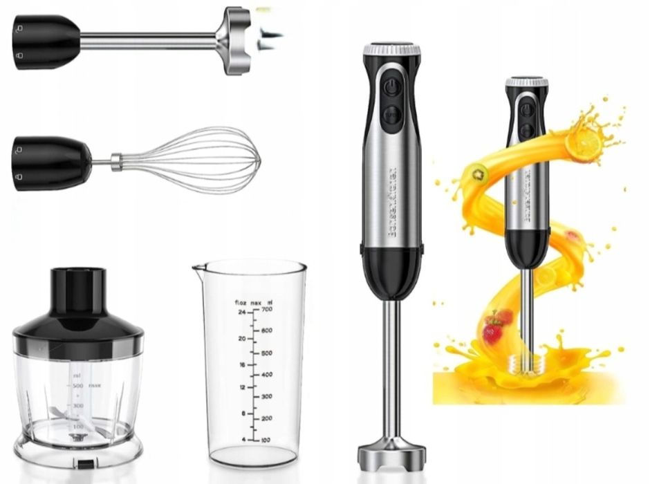 Blender Ręczny 4w1 Ze Stali Nierdzewnej Kuchenny 1000W