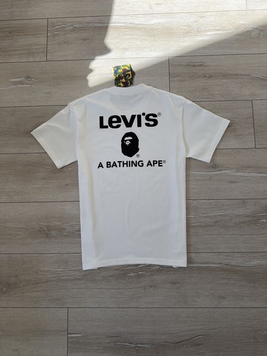 Футболка Bape & Levi's / футболка бейп левайс біла