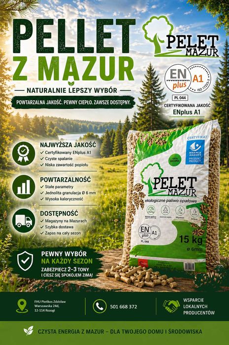 Pellet z Mazur - Mazurskie składy pelletu -Rozogi- Pieńkos Zdzisław