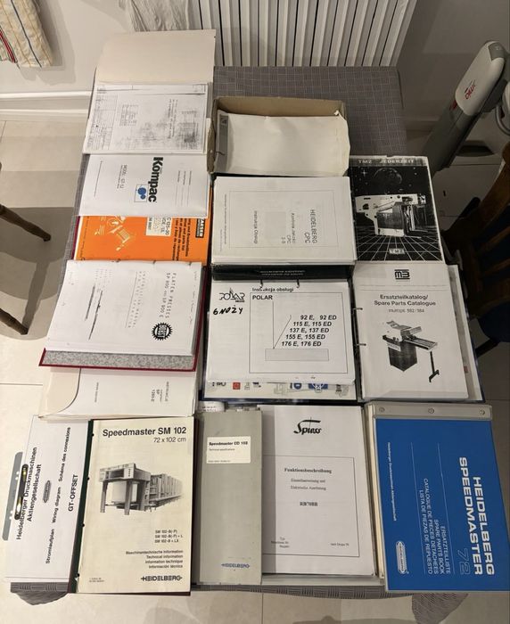 Dokumentacje techniczne maszyn poligraficznych - m.in. heidelberg polar - duży zestaw