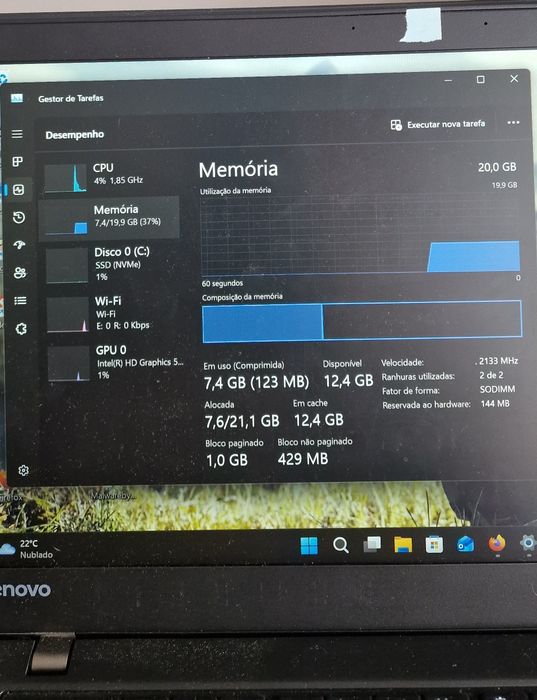 Lenovo T460S 14" | i7-6300 | 20GB Ram | 512GB SSD | TECLADO PT