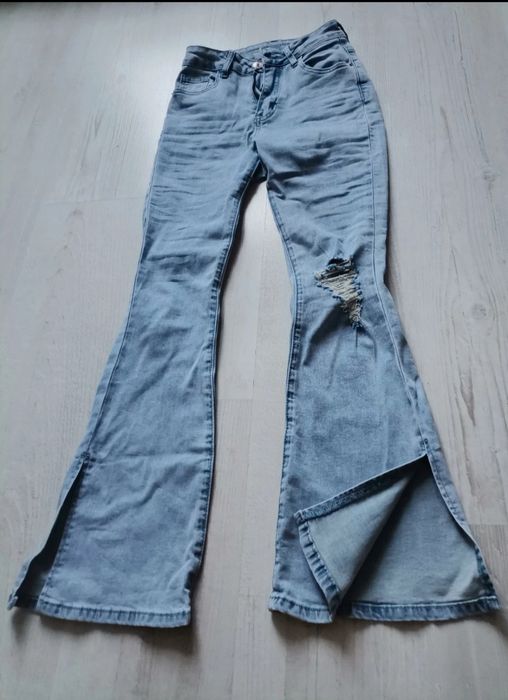 Jeansy dzwony niebieskie XXS petite #wiosenny hit #158 #85% bawełna