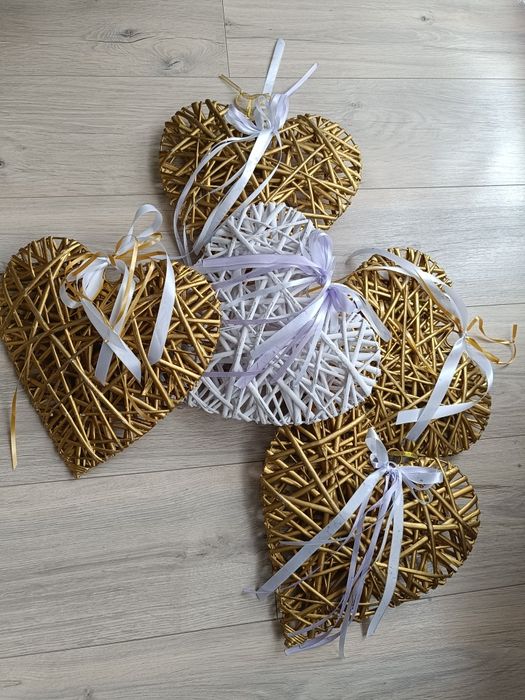 Ozdoby weselne wiklinowe serca