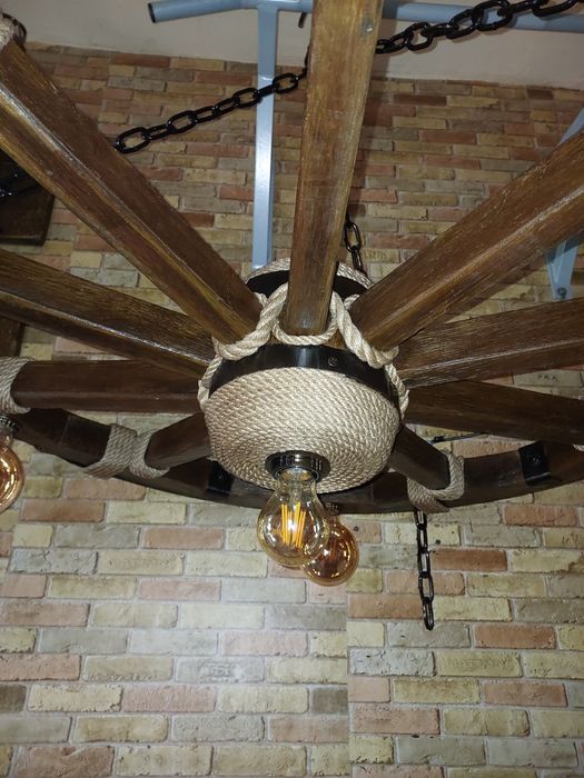 Люстра колесо воза,телеги #2 оригинал 95см дерево