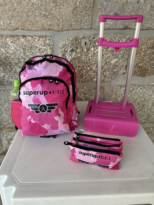 Mochila escolar Super Up Girls menina + estojo porta lápis triplo