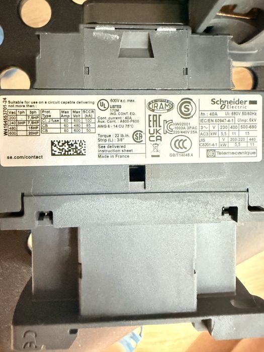 Stycznik mocy 25A 3P 230V LC1D25P7 Schneider