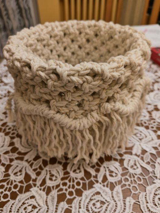Koszyk Boho, sznurek bawełniany, hand made