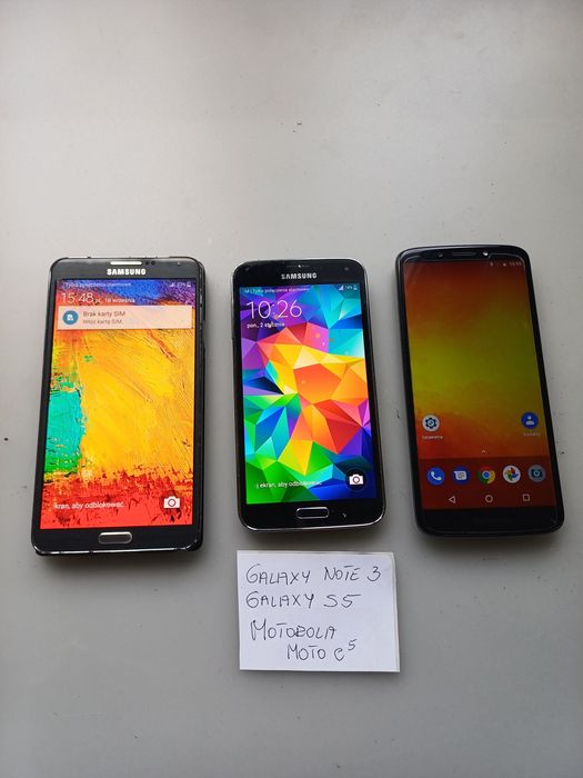 Telefony Galaxy note 3 i S5 oraz Motorola e55
