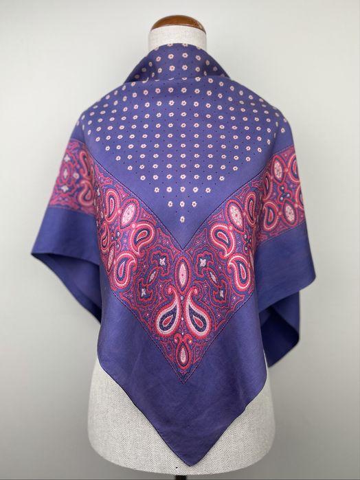 Apaszka jedwabna 100% jedwab 90x90 cm paisley fioletowa
