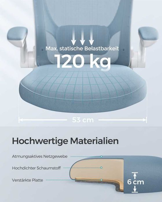 Fotel obrotowy krzesło biurowe ergonomiczne mglisty niebieski