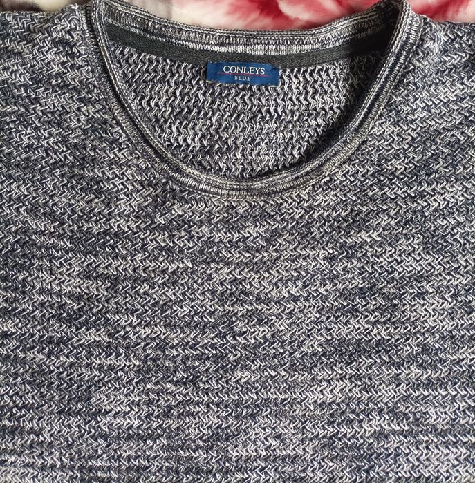 Męski Sweter/Bawełna/Conleys Blue XL/Granatowy/Melanż/Struktura