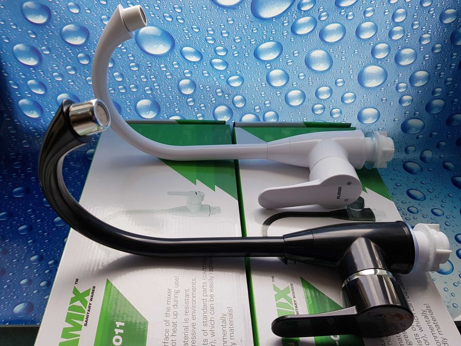 Смеситель змішувач для кухні Plamix Mario 011 White білий або Black