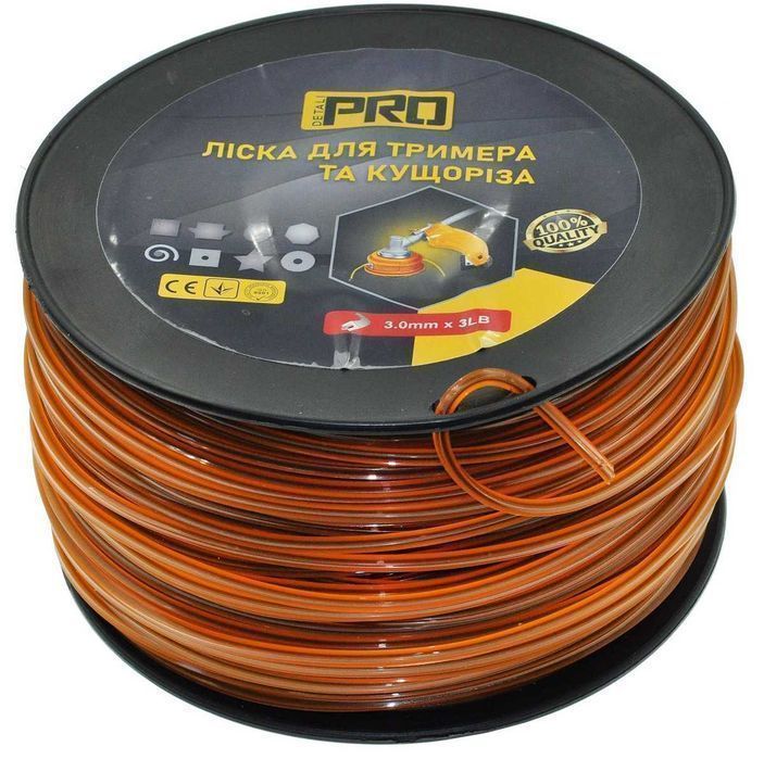 Леска косильная квадрат d3 мм 3 LB (152 м) с кордом, les394