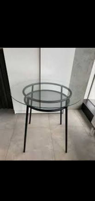 Stół okrągły Metalowo szklany ikea Allsta 105 cm