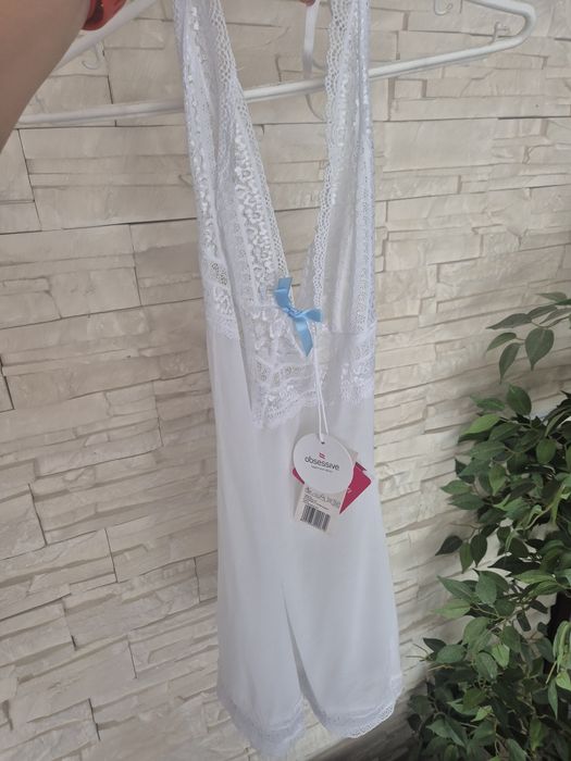 Biała koszula nocna Obsessive S/M