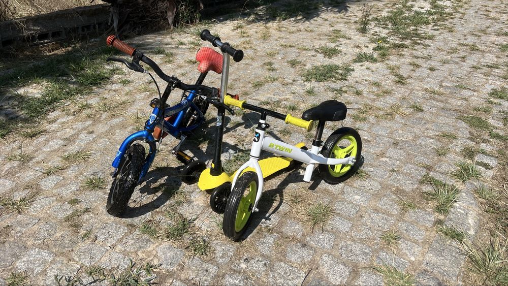 Bicicleta+trotinete+baloiço criança