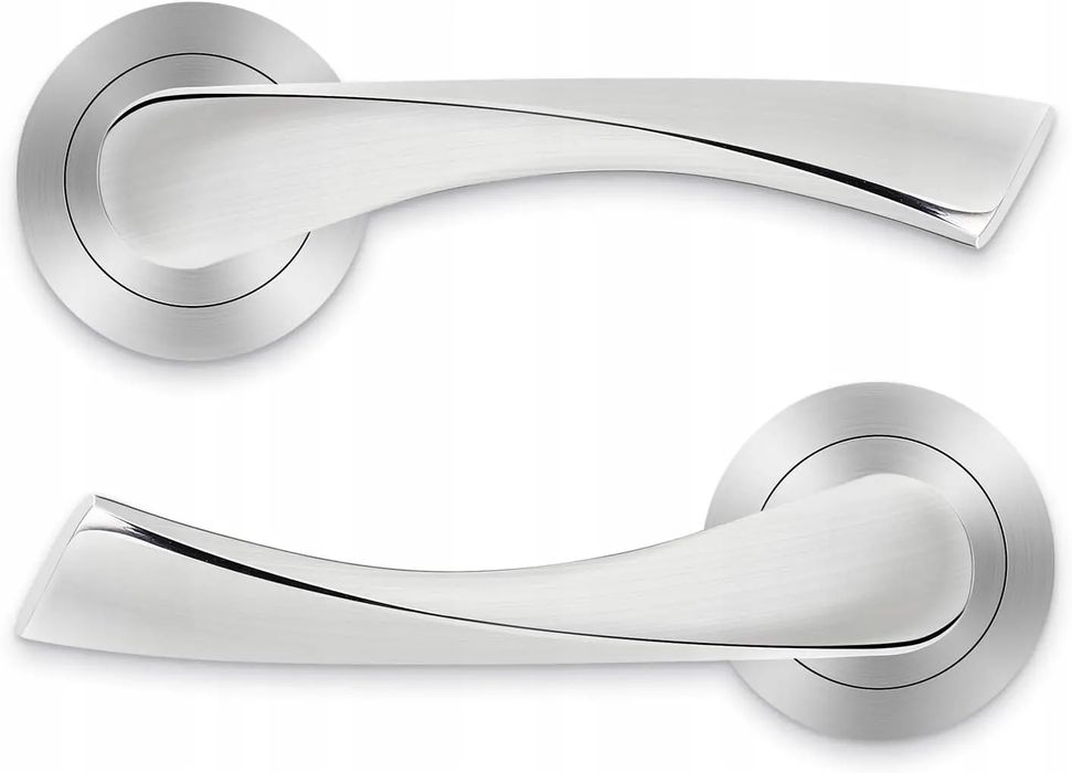 Klamki do drzwi dwustronne 65 mm aluminium szczotkowane 4 szt.