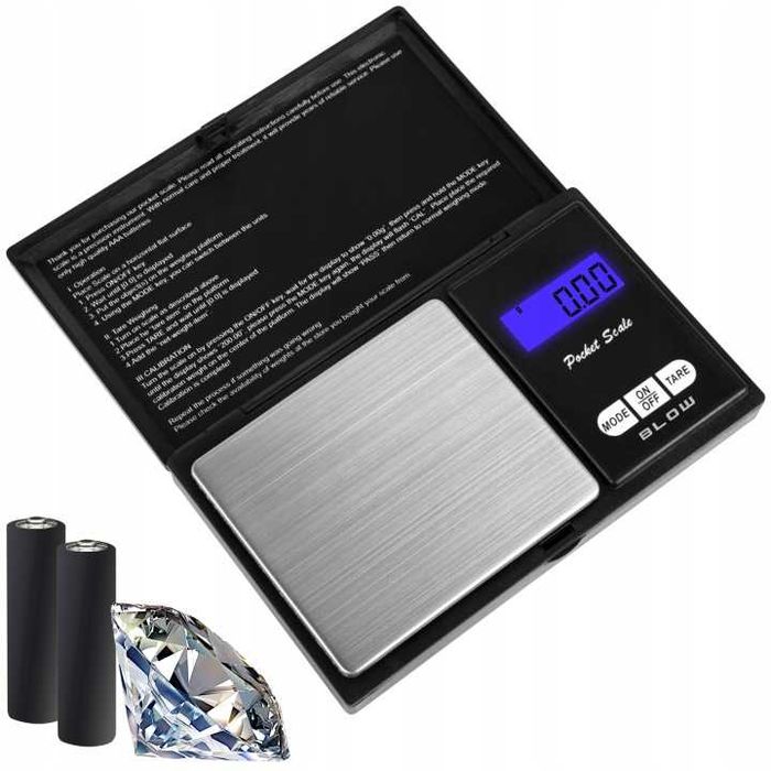 Waga jubilerska elektroniczna LCD 0,01G - 500G + BATERIE AAA ZESTAW