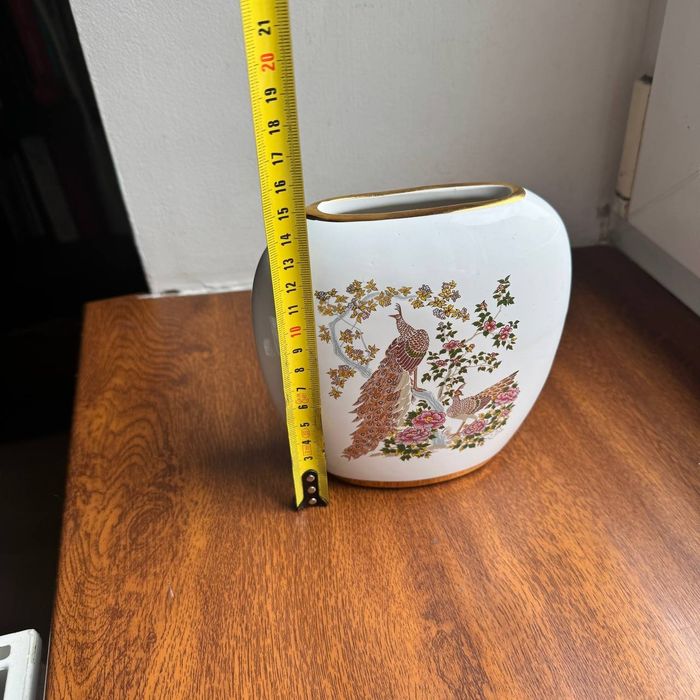 Wazon Pawie/ Ptaki Porcelana Grecja 24 k złocone